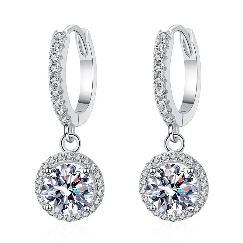 1 Karat runde Moissanit-Ohrringe für Damen aus 925er Silber