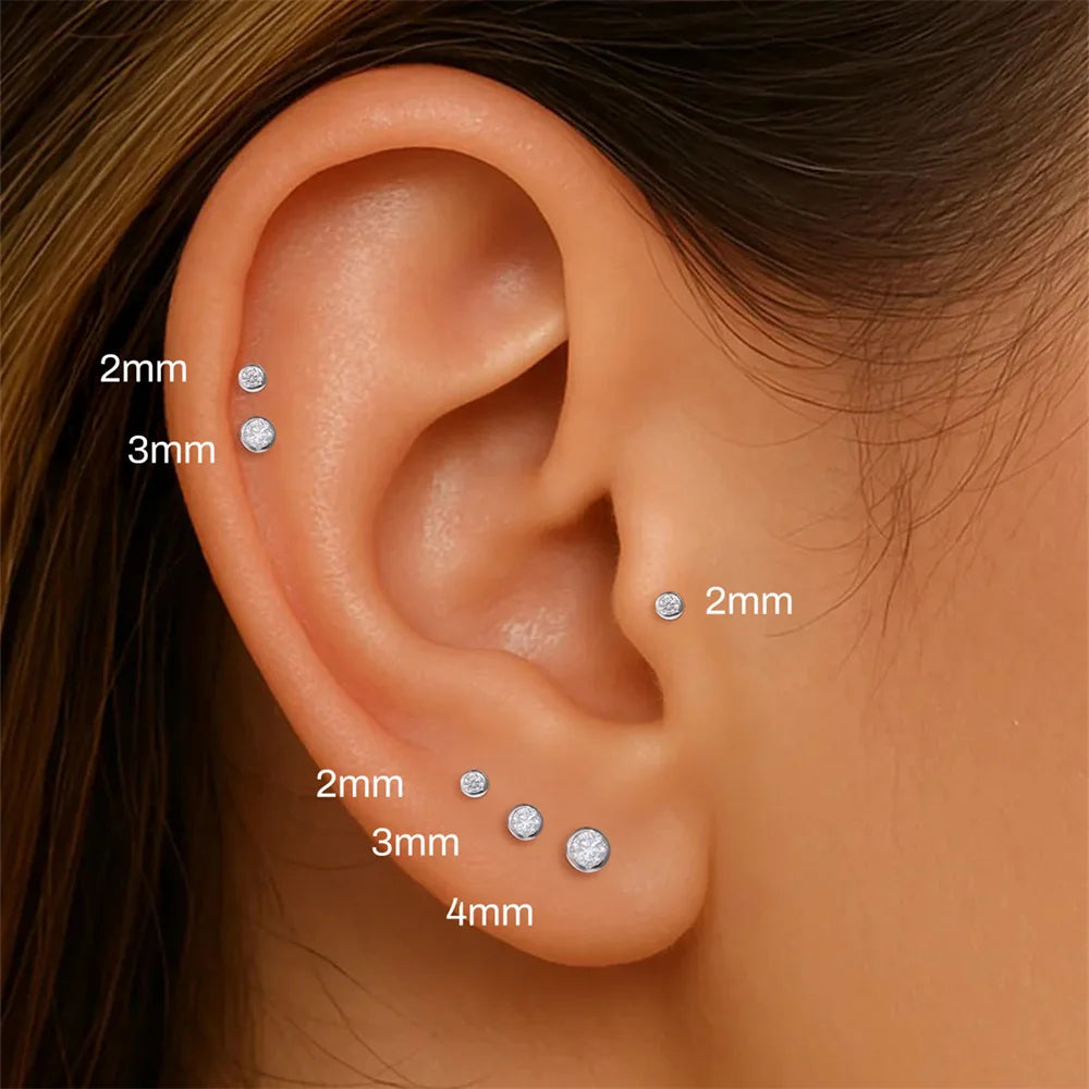 925 Silber Moissanit Ohrringe mit flacher Rückseite für Damen
