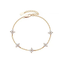 <tc>Vierblättriges Blumenarmband mit Zirkon</tc>