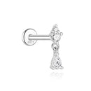 925 Silber Moissanit Ohrringe mit flacher Rückseite für Damen