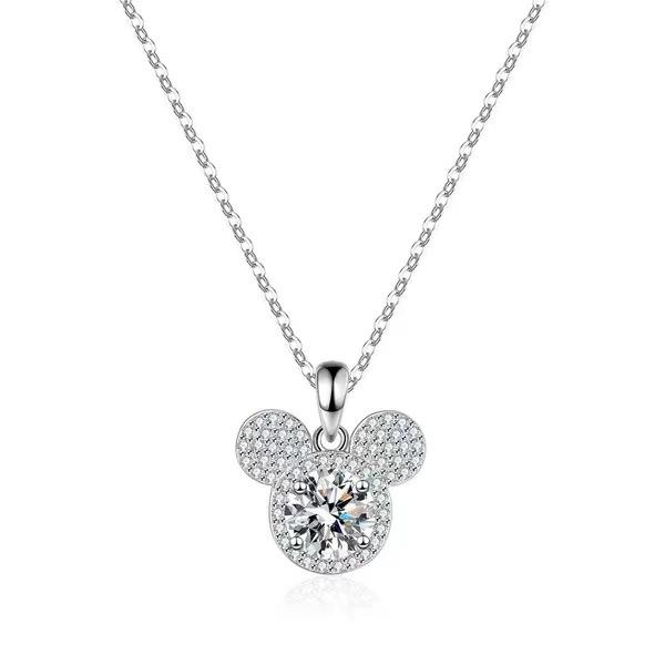 Mickey Full Moissanit Halskette aus 925er Silber