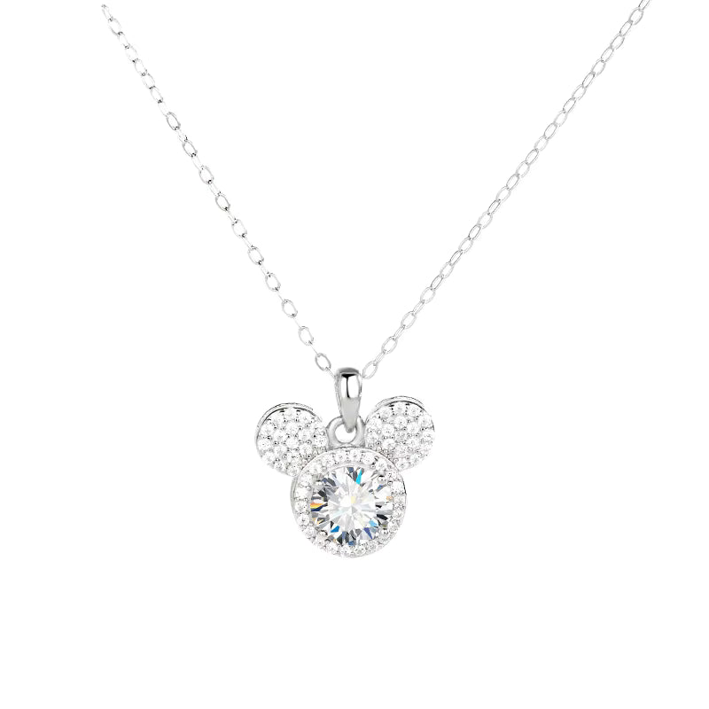 Mickey Full Moissanit Halskette aus 925er Silber