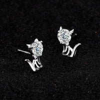 Personalisierte Katzenohrringe aus 925er Silber mit Moissanit