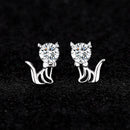 Personalisierte Katzenohrringe aus 925er Silber mit Moissanit