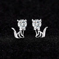 Personalisierte Katzenohrringe aus 925er Silber mit Moissanit