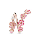 Zarter Blumenring mit rosa und weißem Zirkon