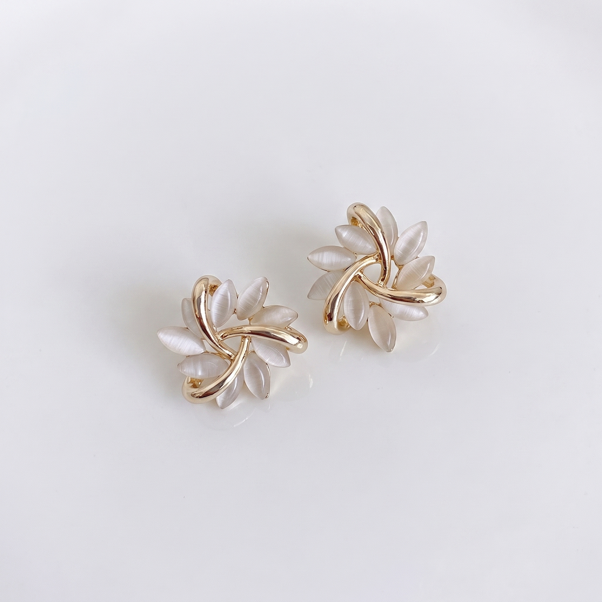 White Opal Floral Earrings