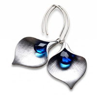 Blue Crystal Silver Earrings